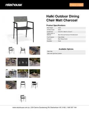 Tear Sheet: Halki Outdoor Dining Chair Matt Charcoal
