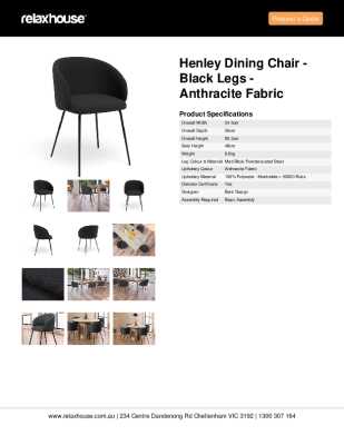 Tear Sheet: Henley Dining Chair - Black Legs - Anthracite Fabric 
