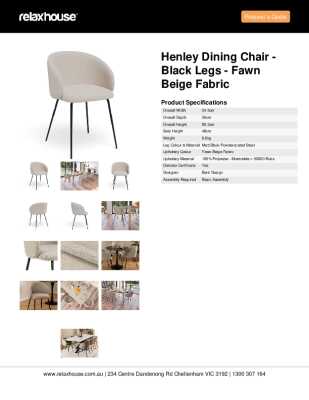 Tear Sheet: Henley Dining Chair - Black Legs - Fawn Beige Fabric