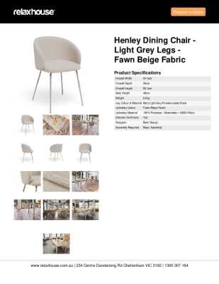 Tear Sheet: Henley Dining Chair - Light Grey Legs - Fawn Beige Fabric