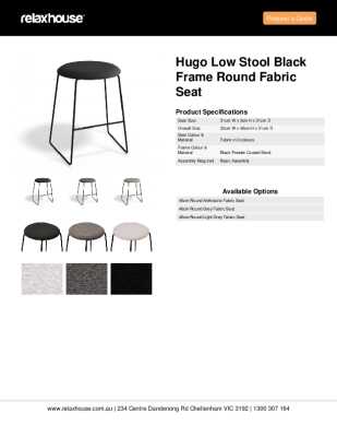 Tear Sheet: Hugo Low Stool Black Frame Round Fabric Seat