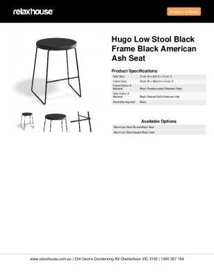 Tear Sheet: Hugo Low Stool Black Frame Black American Ash Seat 