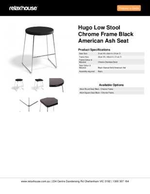 Tear Sheet: Hugo Low Stool Chrome Frame Black American Ash Seat