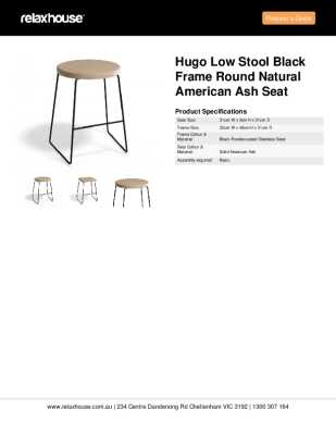 Tear Sheet: Hugo Low Stool Black Frame Round Natural American Ash Seat