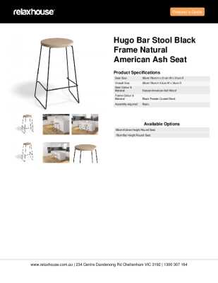 Tear Sheet: Hugo Bar Stool Black Frame Natural American Ash Seat
