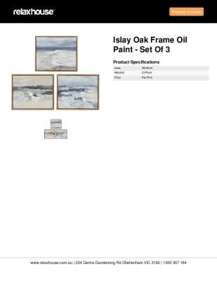 Tear Sheet: Islay Oak Frame Oil Paint - Set of 3