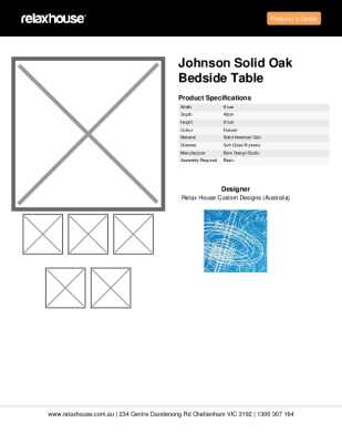 Tear Sheet: Johnson Solid Oak Bedside Table 