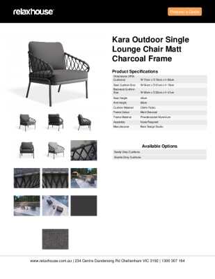 Tear Sheet: Kara Outdoor Single Lounge Chair Matt Charcoal Frame