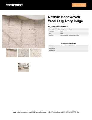 Tear Sheet: Kasbah Handwoven Wool Rug Ivory Beige