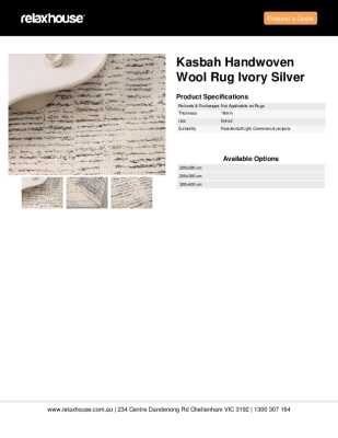 Tear Sheet: Kasbah Handwoven Wool Rug Ivory Silver