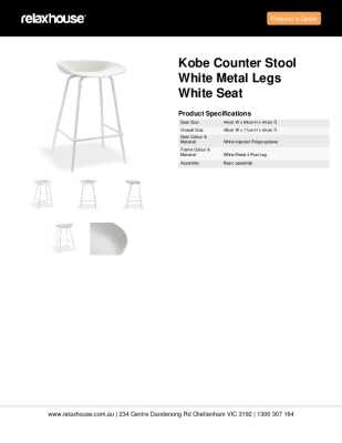 Tear Sheet: Kobe Counter Stool White Metal Legs White Seat