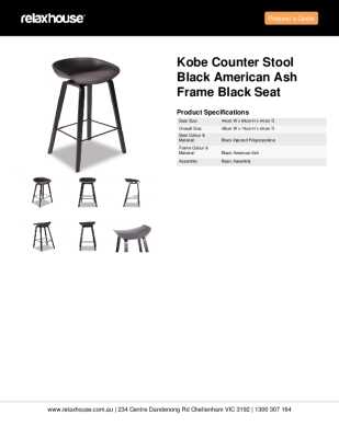 Tear Sheet: Kobe Counter Stool Black American Ash Frame Black Seat