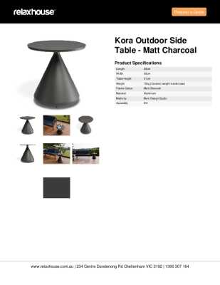 Tear Sheet: Kora Outdoor Side Table - Matt Charcoal
