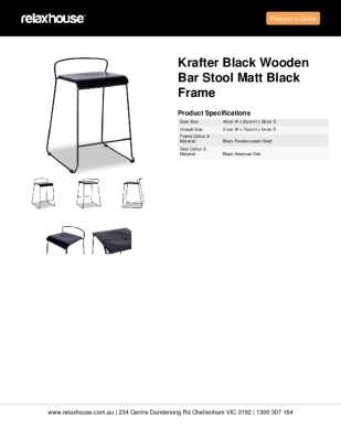 Tear Sheet: Krafter Black Wooden Bar Stool Matt Black Frame