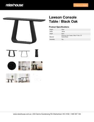 Tear Sheet: Lawson Console Table / Black Oak