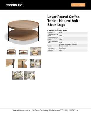 Tear Sheet: Layer Round Coffee Table - Natural Ash - Black Legs