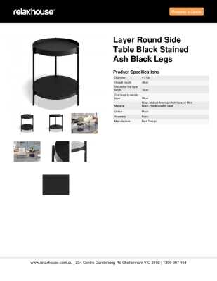 Tear Sheet: Layer Round Side Table Black Stained Ash Black Legs