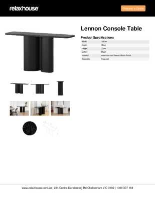 Tear Sheet: Lennon Console Table 
