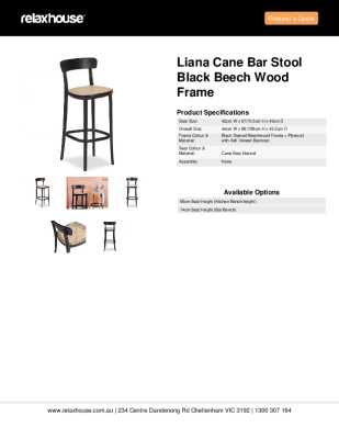 Tear Sheet: Liana Cane Bar Stool Black Beech Wood Frame