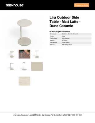 Tear Sheet: Lira Outdoor Side Table - Matt Latte - Dune Ceramic