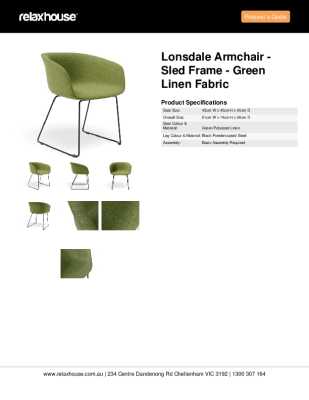 Tear Sheet: Lonsdale Armchair - Sled Frame - Green Linen Fabric