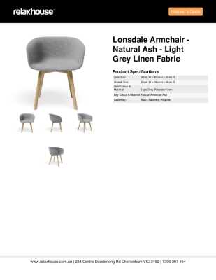 Tear Sheet: Lonsdale Armchair - Natural Ash - Light Grey Linen Fabric