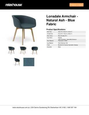 Tear Sheet: Lonsdale Armchair - Natural Ash - Blue Fabric