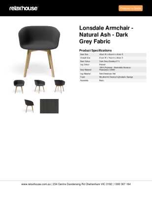 Tear Sheet: Lonsdale Armchair - Natural Ash - Dark Grey Fabric