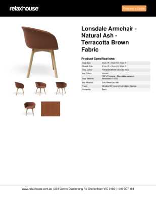 Tear Sheet: Lonsdale Armchair - Natural Ash - Terracotta Brown Fabric