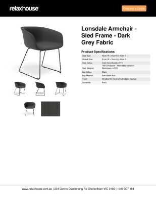 Tear Sheet: Lonsdale Armchair - Sled Frame - Dark Grey Fabric