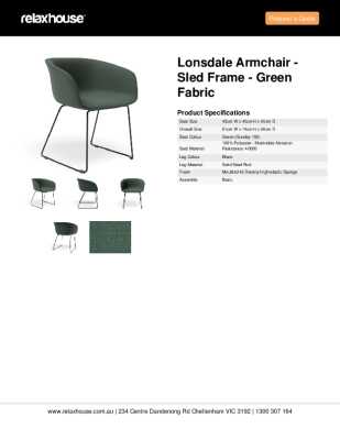 Tear Sheet: Lonsdale Armchair - Sled Frame - Green Fabric