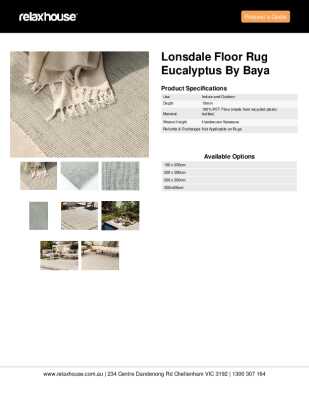 Tear Sheet: Lonsdale Floor Rug Eucalyptus by Baya