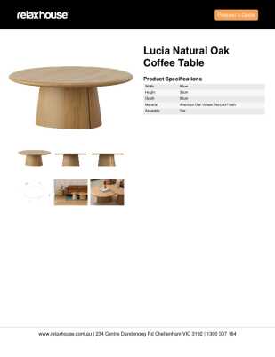 Tear Sheet: Lucia Natural Oak Coffee Table 