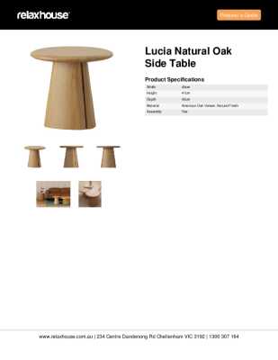 Tear Sheet: Lucia Natural Oak Side Table 