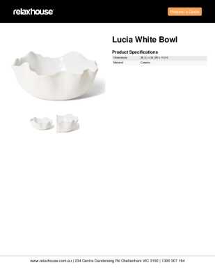 Tear Sheet: Lucia White Bowl