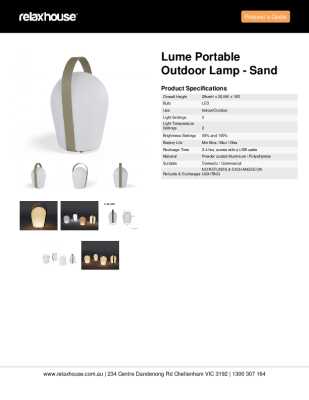 Tear Sheet: Lume Portable Outdoor Lamp - Sand