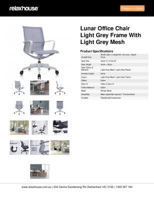 Tear Sheet: Lunar Office Chair Light Grey Frame with Light Grey Mesh