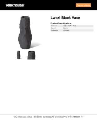 Tear Sheet: Lwazi Black Vase