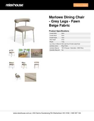 Tear Sheet: Marlowe Dining Chair - Grey Legs - Fawn Beige Fabric 