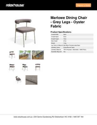 Tear Sheet: Marlowe Dining Chair - Grey Legs - Oyster Fabric 