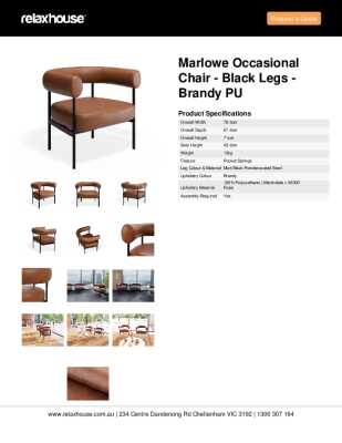 Tear Sheet: Marlowe Occasional Chair - Black Legs - Brandy PU
