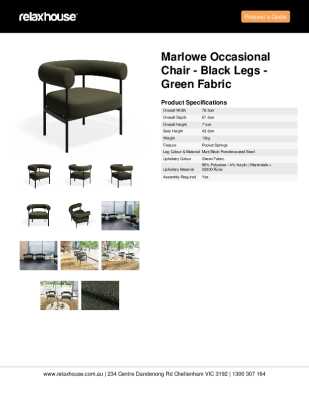 Tear Sheet: Marlowe Occasional Chair - Black Legs - Green Fabric