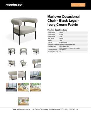 Tear Sheet: Marlowe Occasional Chair - Black Legs - Ivory Cream Fabric