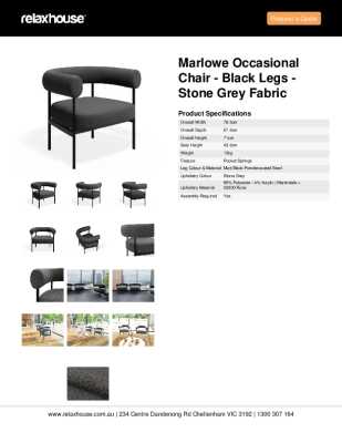 Tear Sheet: Marlowe Occasional Chair - Black Legs - Stone Grey Fabric