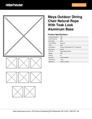 Tear Sheet: Maya Outdoor Dining Chair Natural Rope with Teak Look Aluminum Base