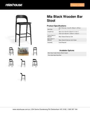 Tear Sheet: Mia Black Wooden Bar Stool 