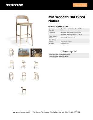Tear Sheet: Mia Wooden Bar Stool Natural