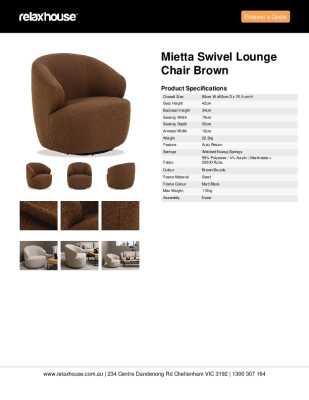 Tear Sheet: Mietta Swivel Lounge Chair Brown