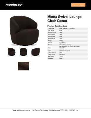 Tear Sheet: Mietta Swivel Lounge Chair Cacao