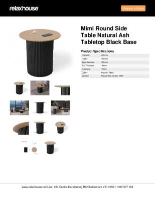 Tear Sheet: Mimi Round Side Table Natural Ash Tabletop Black Base